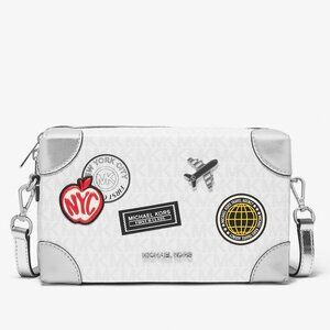 MICHAEL KORS Jeanie Small Embellished Signature Logo Crossbody Bag - Optic White